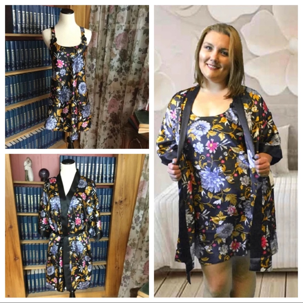 Silky Floral Wide Strap Chemise Gown